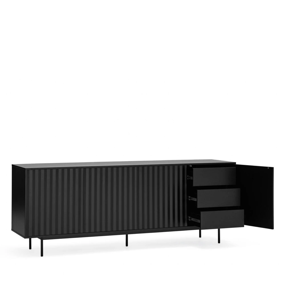 SIERRA Buffet En Bois 4 Portes 3 Tiroirs L211cm 7 SIERRA Buffet En Bois 4 Portes 3 Tiroirs L211cm – Image 5