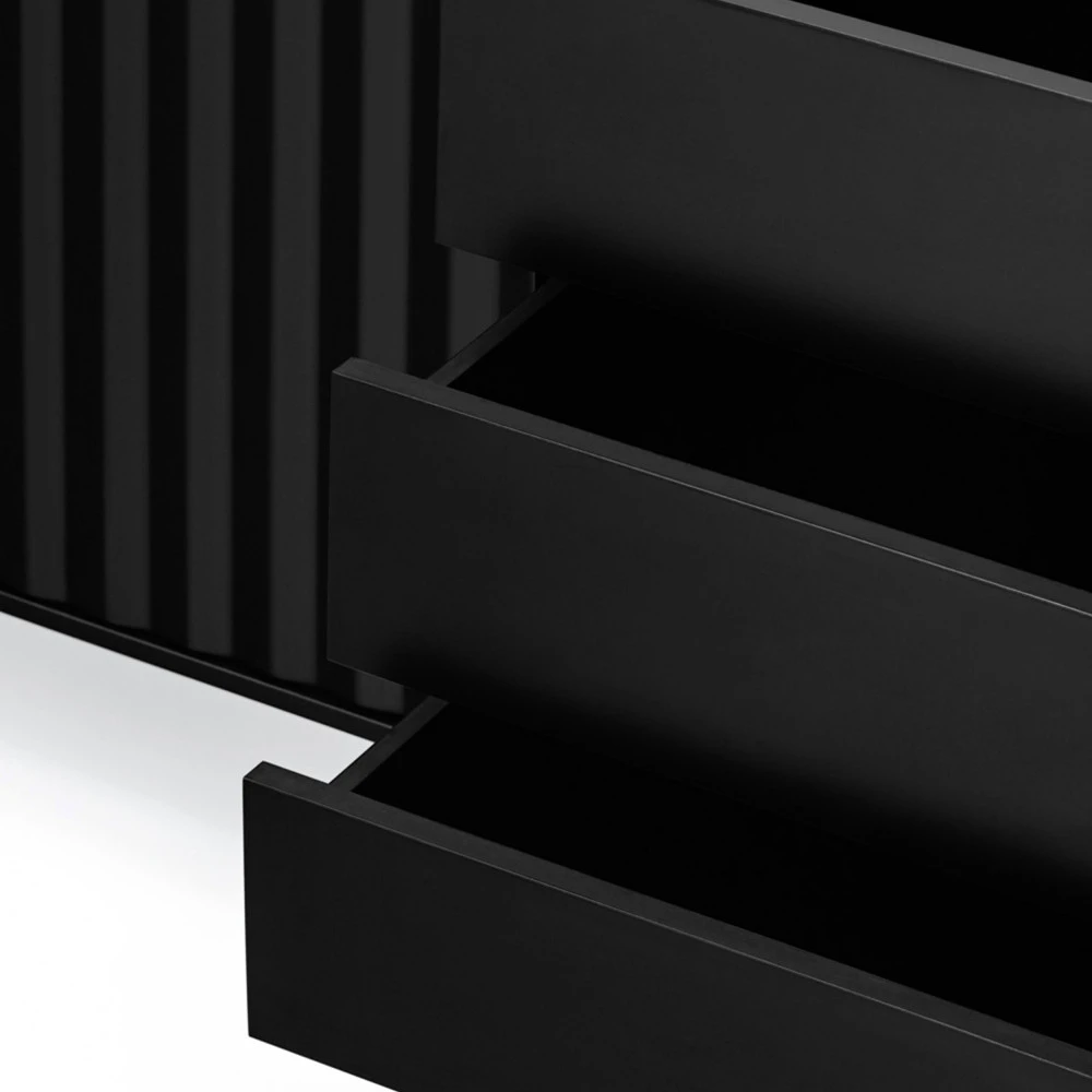 SIERRA Buffet En Bois 4 Portes 3 Tiroirs L211cm 10 SIERRA Buffet En Bois 4 Portes 3 Tiroirs L211cm – Image 8