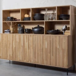 NEW GRAVURE Buffet En Bois 7 Niches L200cm