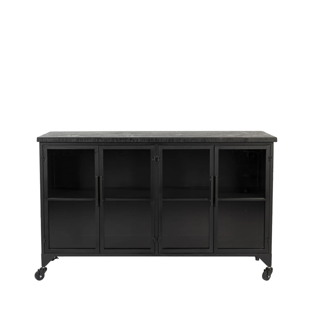 FERRE Buffet En Bois Et Métal à Roulettes L120cm 4 FERRE Buffet En Bois Et Métal à Roulettes L120cm – Image 2