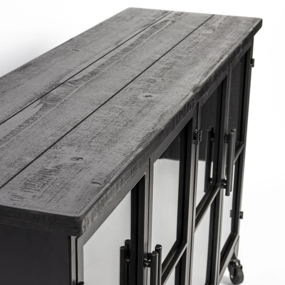 FERRE Buffet En Bois Et Métal à Roulettes L120cm 6 FERRE Buffet En Bois Et Métal à Roulettes L120cm – Image 4