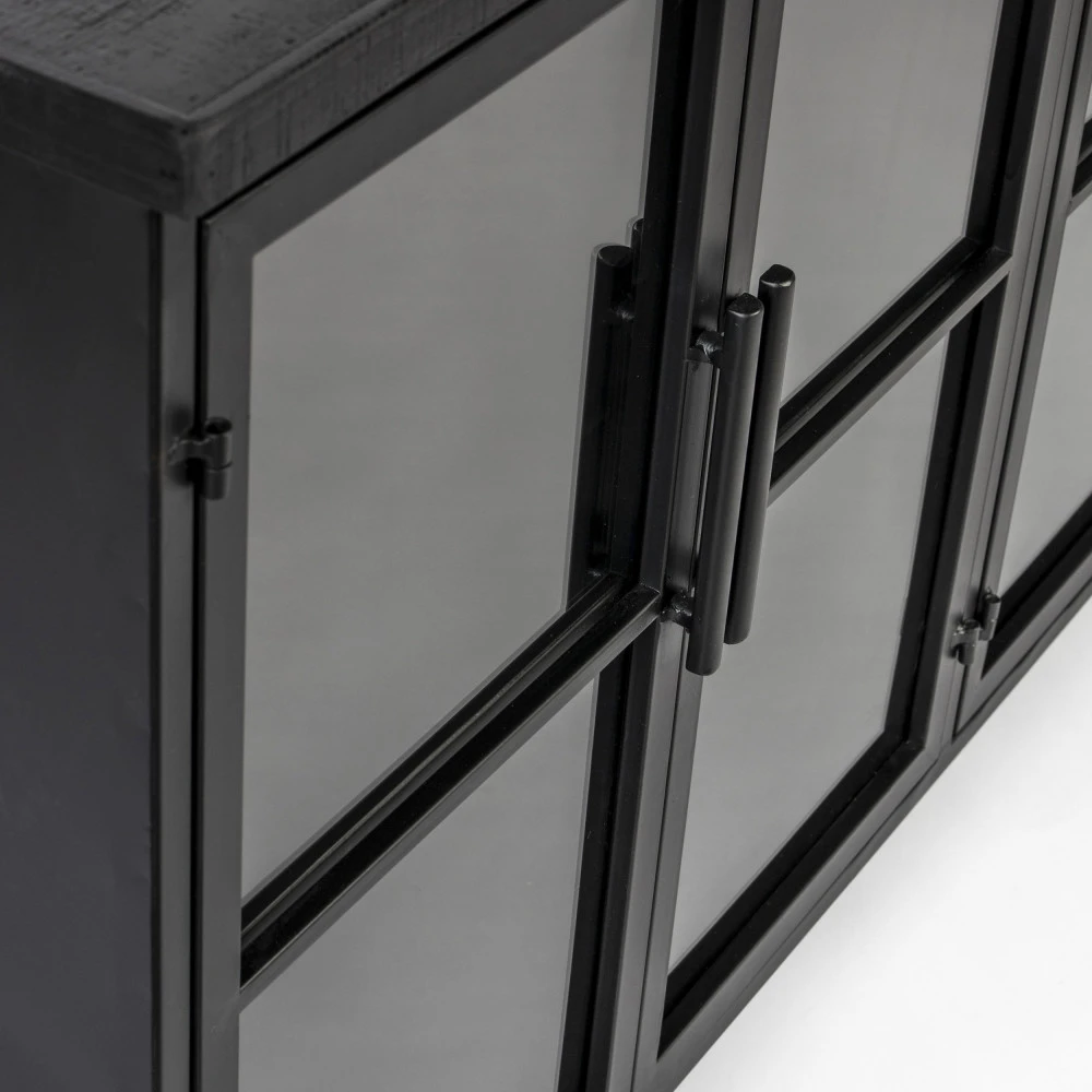 FERRE Buffet En Bois Et Métal à Roulettes L120cm 7 FERRE Buffet En Bois Et Métal à Roulettes L120cm – Image 5