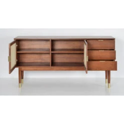 HOGARN Buffet Design 2 Portes 3 Tiroirs Bois Et Cannage L170cm 14 HOGARN Buffet Design 2 Portes 3 Tiroirs Bois Et Cannage L170cm -Meubles Soldes Magasin buffet design 2 portes 3 tiroirs bois rotin hogarn 3