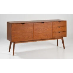 STRÖM Buffet Design 2 Portes 3 Tiroirs Teinté Noyer L170 Cm -Meubles Soldes Magasin buffet design 2 portes 3 tiroirs teinte noyer strom 2