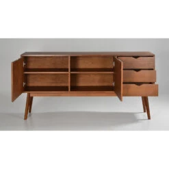 STRÖM Buffet Design 2 Portes 3 Tiroirs Teinté Noyer L170 Cm -Meubles Soldes Magasin buffet design 2 portes 3 tiroirs teinte noyer strom 3