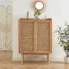BOMBONG Buffet Haut 2 Portes En Bois Et Cannage L90cm