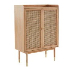 BOMBONG Buffet Haut 2 Portes En Bois Et Cannage L90cm -Meubles Soldes Magasin buffet haut 2 portes bois cannage l90cm bombong 2