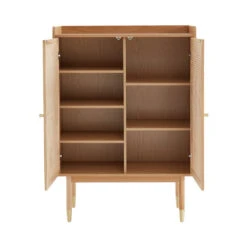 BOMBONG Buffet Haut 2 Portes En Bois Et Cannage L90cm -Meubles Soldes Magasin buffet haut 2 portes bois cannage l90cm bombong 3