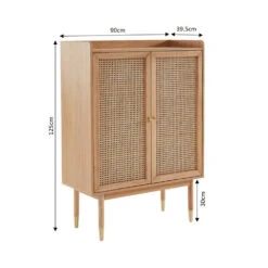 BOMBONG Buffet Haut 2 Portes En Bois Et Cannage L90cm -Meubles Soldes Magasin buffet haut 2 portes bois cannage l90cm bombong 6