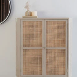 AMAYA Buffet Haut 2 Portes En Bois Et Métal