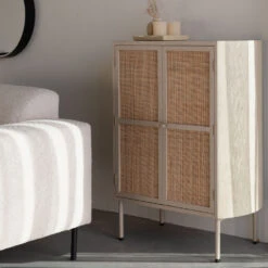 AMAYA Buffet Haut 2 Portes En Bois Et Métal -Meubles Soldes Magasin buffet haut 2 portes bois metal amaya 8