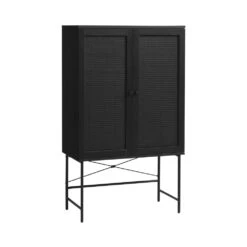 RINTO Buffet Haut 2 Portes Bois Et Métal H135cm -Meubles Soldes Magasin buffet haut 2 portes bois metal h135cm rinto 1