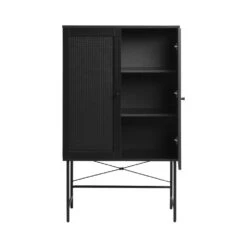 RINTO Buffet Haut 2 Portes Bois Et Métal H135cm -Meubles Soldes Magasin buffet haut 2 portes bois metal h135cm rinto 2