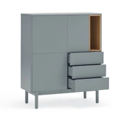 CORVO Buffet Haut 3 Portes 3 Tiroirs En Bois L100cm -Meubles Soldes Magasin buffet haut 3 portes 3 tiroirs bois l100cm teulat corvo 2