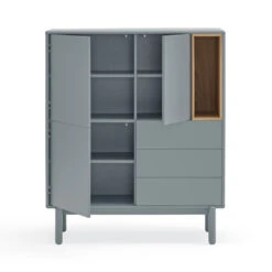 CORVO Buffet Haut 3 Portes 3 Tiroirs En Bois L100cm -Meubles Soldes Magasin buffet haut 3 portes 3 tiroirs bois l100cm teulat corvo 3