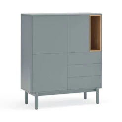 CORVO Buffet Haut 3 Portes 3 Tiroirs En Bois L100cm -Meubles Soldes Magasin buffet haut 3 portes 3 tiroirs bois l100cm teulat corvo 4