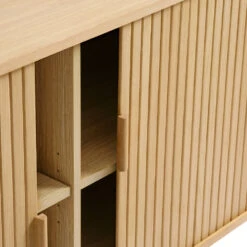 CALLAN Buffet Aux Portes Coulissantes En Bois Strié L160cm 9 CALLAN Buffet Aux Portes Coulissantes En Bois Strié L160cm -Meubles Soldes Magasin buffet portes coulissantes bois strie l160cm callan 3