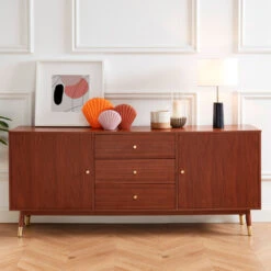 GRUDE Buffet Vintage 2 Portes 3 Tiroirs En Bois L180 Cm