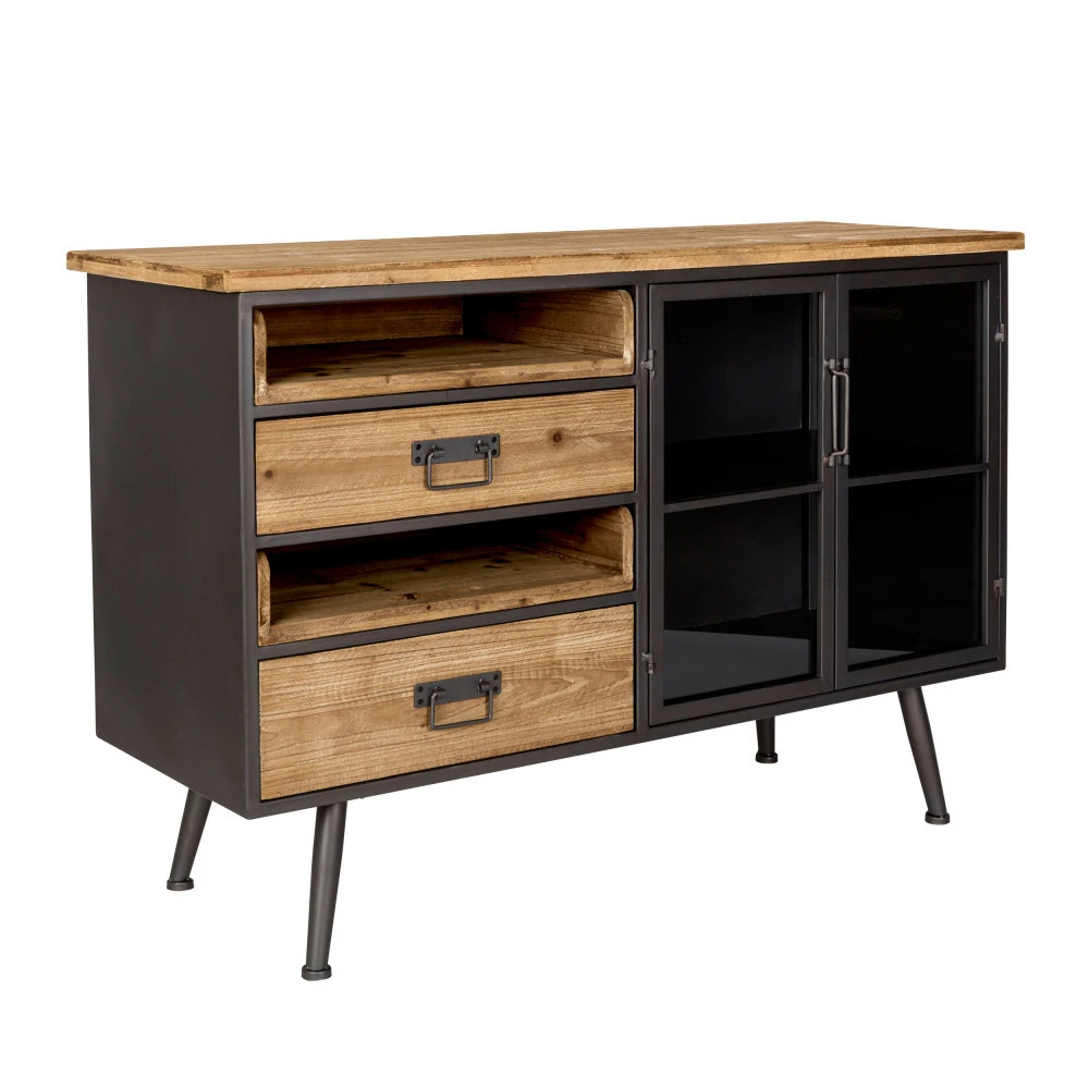 DAMIAN Buffet Vintage En Bois Et Métal 5 DAMIAN Buffet Vintage En Bois Et Métal – Image 3