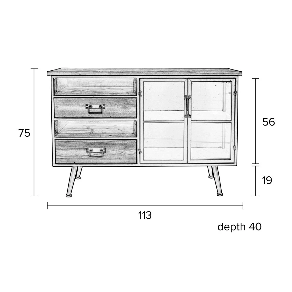 DAMIAN Buffet Vintage En Bois Et Métal 11 DAMIAN Buffet Vintage En Bois Et Métal – Image 9
