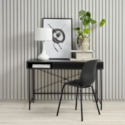 RINTO Bureau 1 Tiroir, 1 Niche En Bois Et Métal L120cm