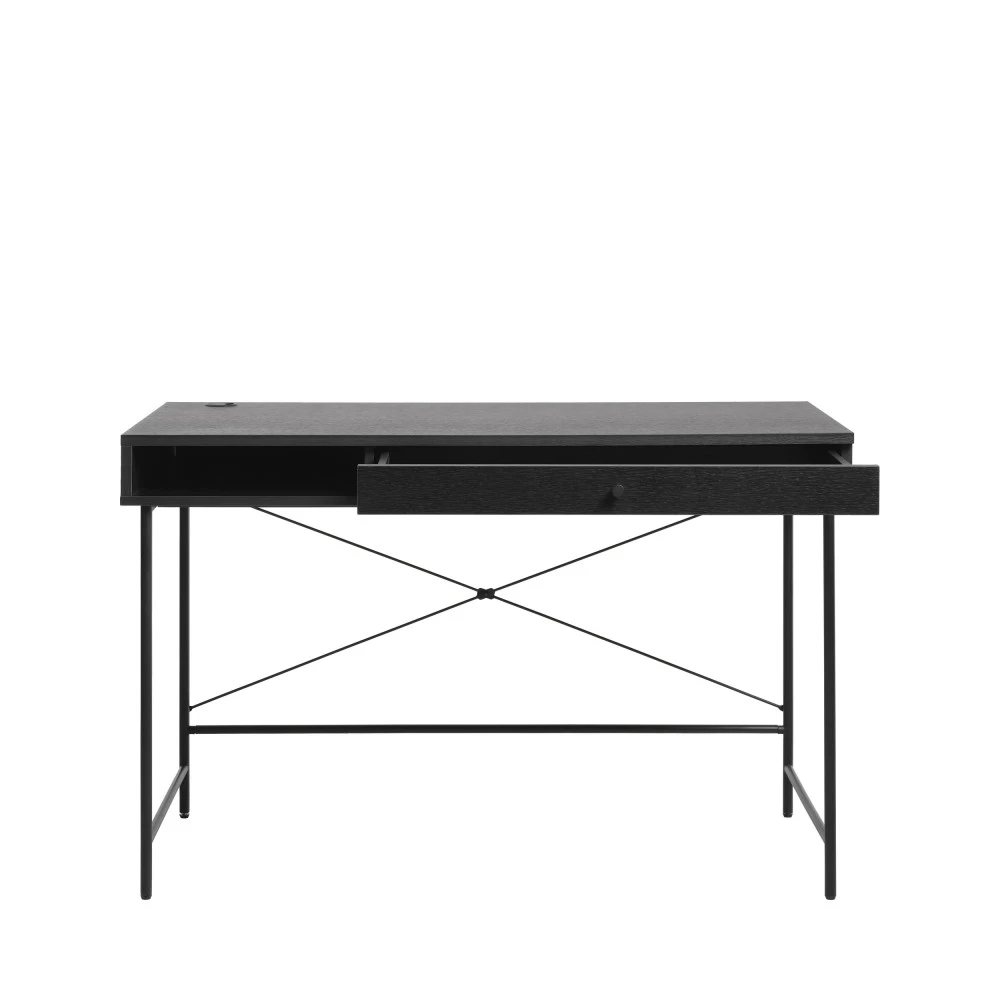 RINTO Bureau 1 Tiroir, 1 Niche En Bois Et Métal L120cm 6 RINTO Bureau 1 Tiroir, 1 Niche En Bois Et Métal L120cm – Image 4