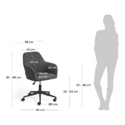 MADINA Chaise De Bureau Pivotante à Roulettes -Meubles Soldes Magasin chaise bureau pivotante roulettes kave home madina 9