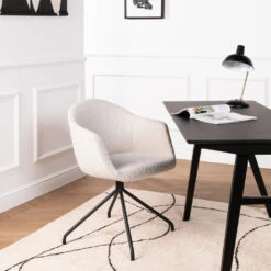 KOOIJ Chaise De Bureau En Tissu Bouclette Et Métal