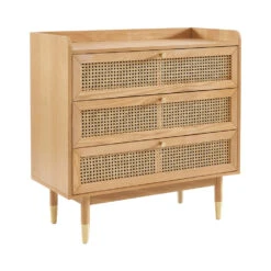 BOMBONG Commode 3 Tiroirs En Bois Et Cannage L85cm -Meubles Soldes Magasin commode 3 tiroirs bois cannage l85cm bombong 2
