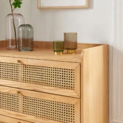 BOMBONG Commode 3 Tiroirs En Bois Et Cannage L85cm -Meubles Soldes Magasin commode 3 tiroirs bois cannage l85cm bombong 4