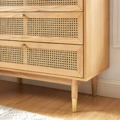 BOMBONG Commode 3 Tiroirs En Bois Et Cannage L85cm -Meubles Soldes Magasin commode 3 tiroirs bois cannage l85cm bombong 5