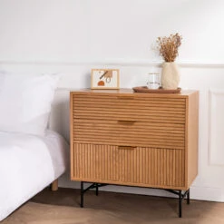 SVEG Commode 3 Tiroirs En Bois L80cm