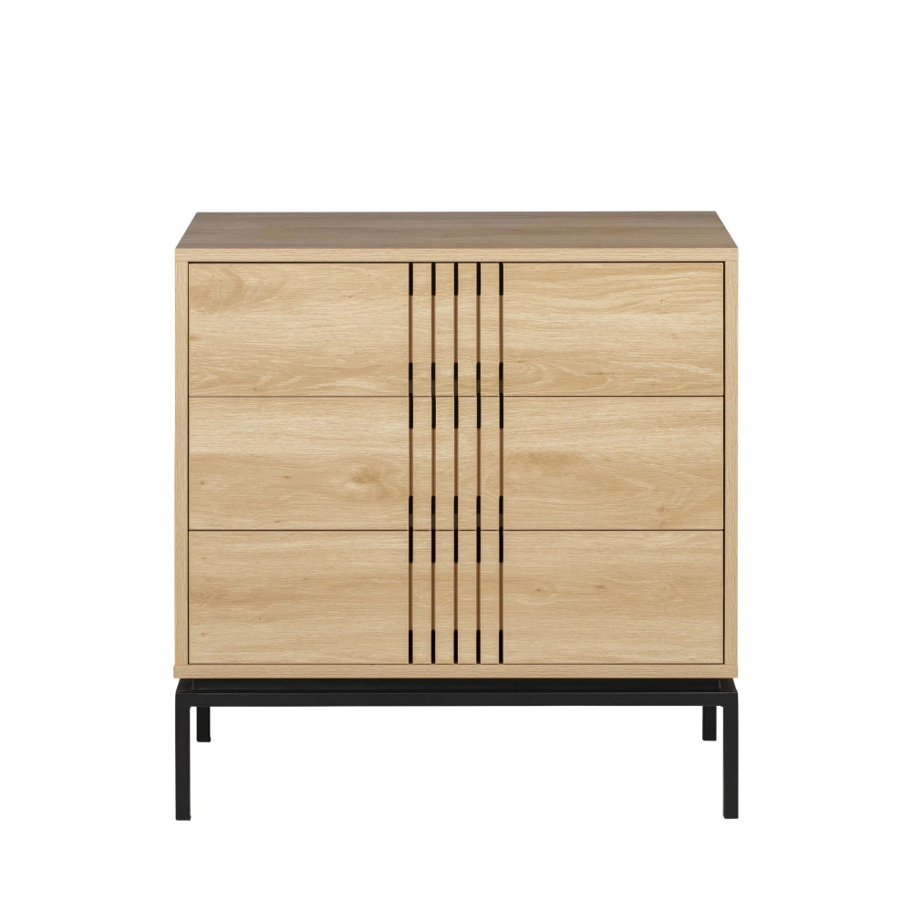 KROKOM Commode 3 Tiroirs En Bois Et Métal L80cm 4 KROKOM Commode 3 Tiroirs En Bois Et Métal L80cm – Image 2