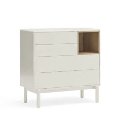 CORVO Commode 4 Tiroirs 1 Niche En Bois L90xH90cm -Meubles Soldes Magasin commode 4 tiroirs 1 niche bois l90xh90cm teulat corvo 4