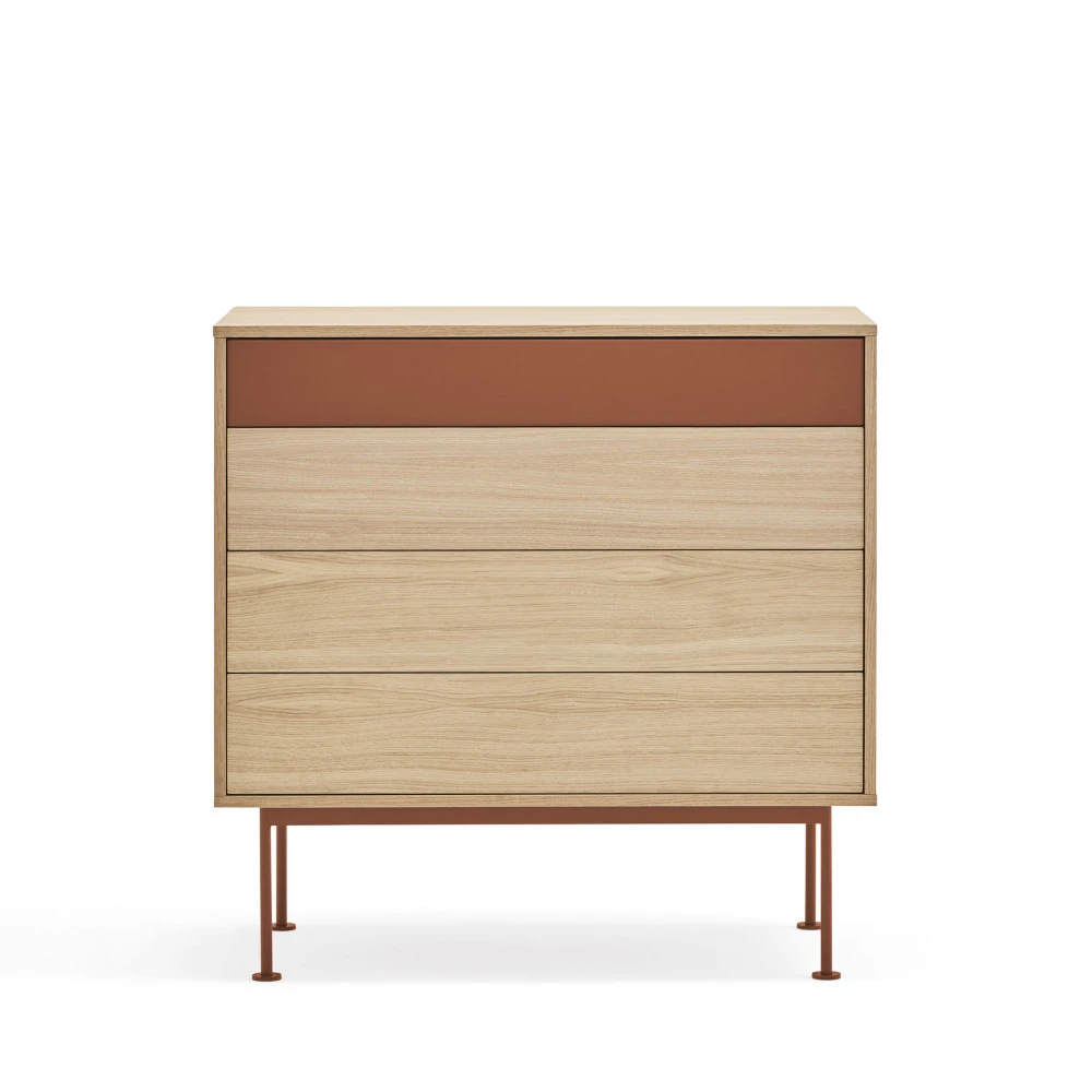 YOKO Commode 4 Tiroirs En Bois L90xH45cm 4 YOKO Commode 4 Tiroirs En Bois L90xH45cm – Image 2