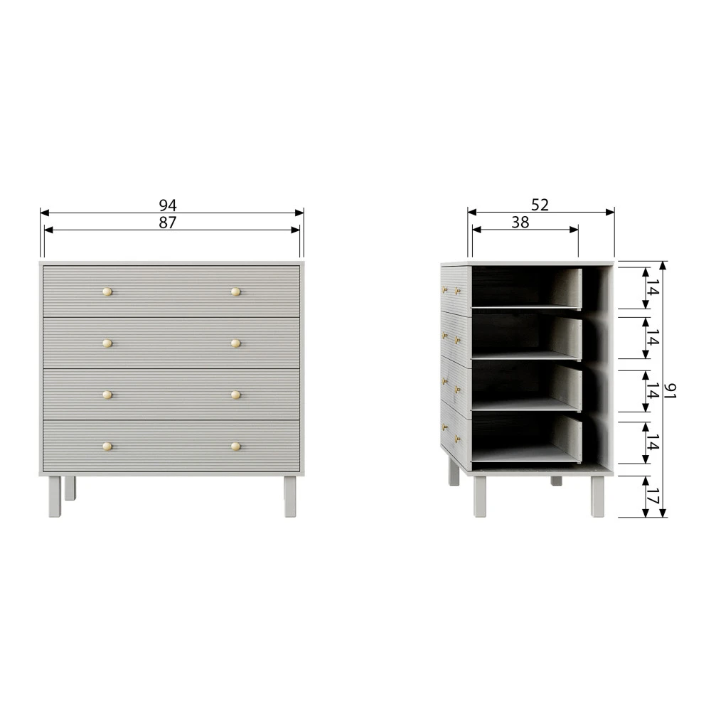 MADU Commode 4 Tiroirs En Bois L94cm 9 MADU Commode 4 Tiroirs En Bois L94cm – Image 7