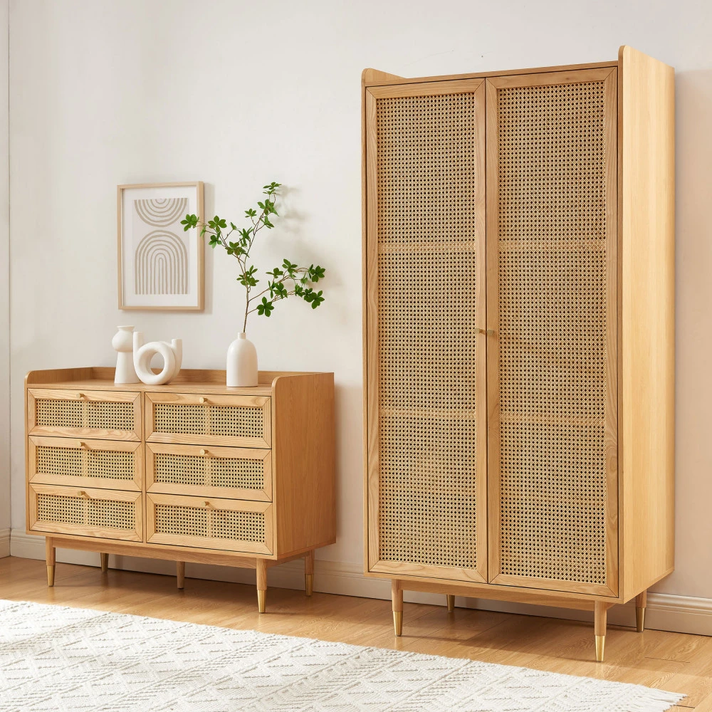 BOMBONG Commode 6 Tiroirs En Bois Et Cannage L120cm 10 BOMBONG Commode 6 Tiroirs En Bois Et Cannage L120cm – Image 8