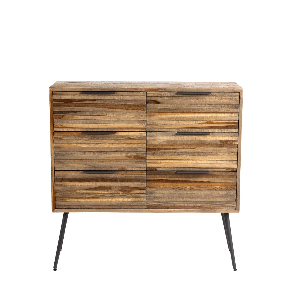 BALAOAN Commode 6 Tiroirs En Métal Et Teck Recyclé H88xL90cm 5 BALAOAN Commode 6 Tiroirs En Métal Et Teck Recyclé H88xL90cm – Image 3
