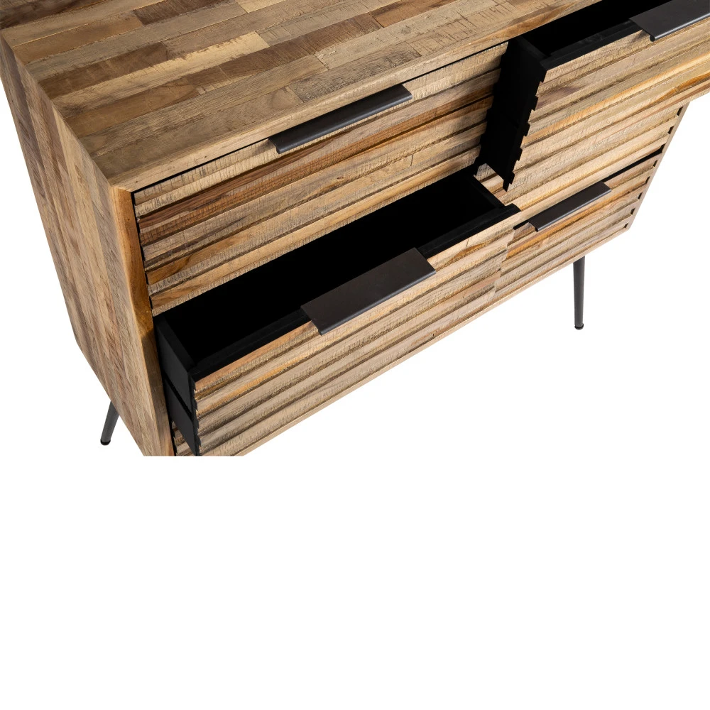 BALAOAN Commode 6 Tiroirs En Métal Et Teck Recyclé H88xL90cm 6 BALAOAN Commode 6 Tiroirs En Métal Et Teck Recyclé H88xL90cm – Image 4