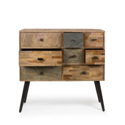 SAN Commode Design 8 Tiroirs En Teck Recyclé -Meubles Soldes Magasin commode design en teck recycle san zuiver 4