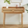 BOMBONG Console 2 Tiroirs En Bois Et Cannage L100cm -Meubles Soldes Magasin console 2 tiroirs bois cannage l100cm bombong