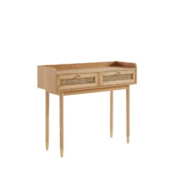 BOMBONG Console 2 Tiroirs En Bois Et Cannage L100cm -Meubles Soldes Magasin console 2 tiroirs bois cannage l100cm bombong 2