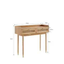 BOMBONG Console 2 Tiroirs En Bois Et Cannage L100cm -Meubles Soldes Magasin console 2 tiroirs bois cannage l100cm bombong 7