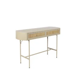 AMAYA Console 2 Tiroirs En Bois Et Métal -Meubles Soldes Magasin console 2 tiroirs bois metal amaya 2
