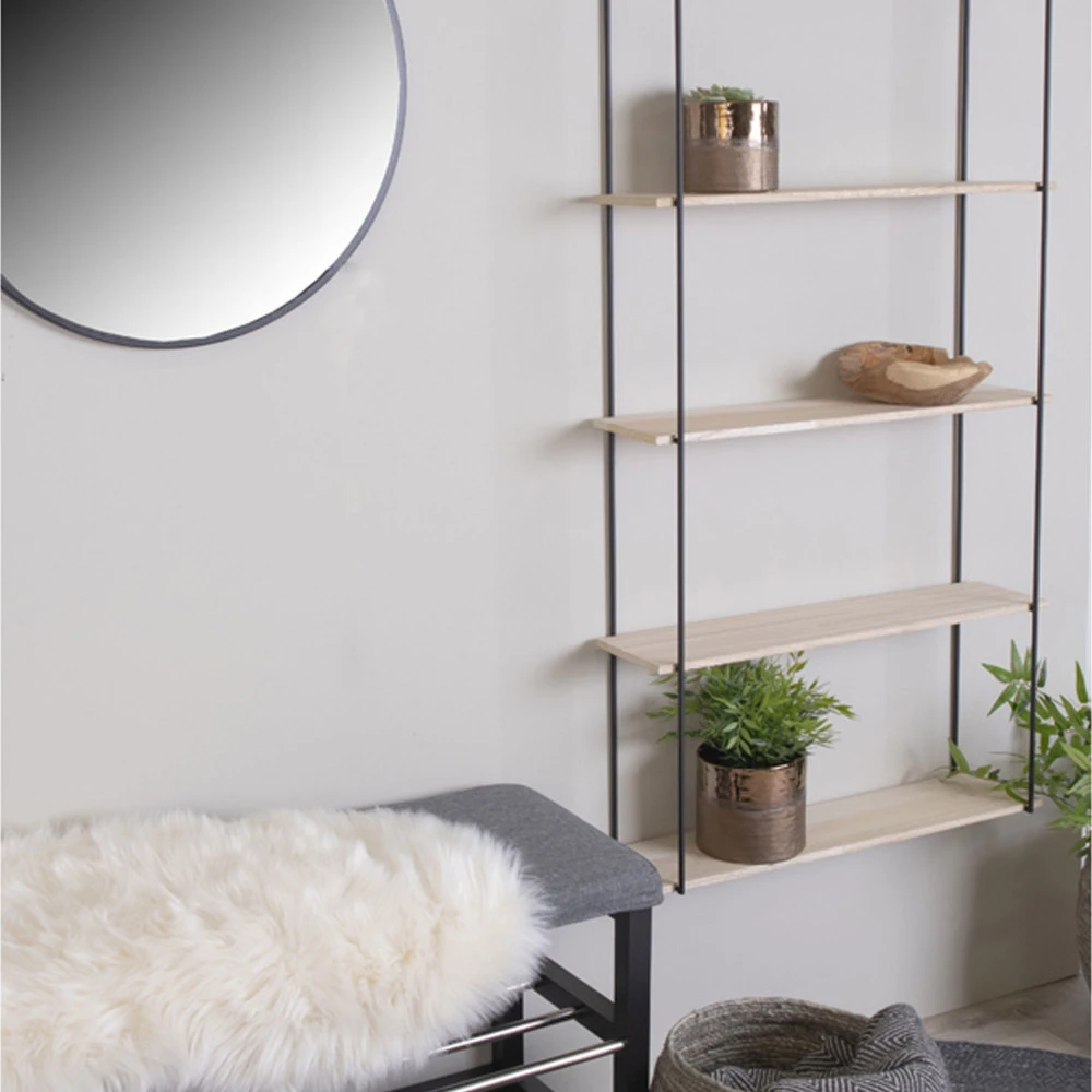 EINDHOVEN Etagère Murale En Métal Et Bois 65x17xH145 Cm 3 EINDHOVEN Etagère Murale En Métal Et Bois 65x17xH145 Cm