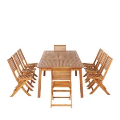 ESSI Ensemble De Jardin 1 Table Et 8 Chaises En Bois D'eucalyptus -Meubles Soldes Magasin ensemble de jardin 1 table 8 chaises bois eucalyptus essi 2