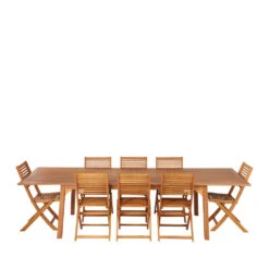ESSI Ensemble De Jardin 1 Table Et 8 Chaises En Bois D'eucalyptus -Meubles Soldes Magasin ensemble de jardin 1 table 8 chaises bois eucalyptus essi 3