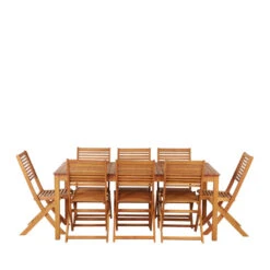 SAILA Ensemble De Jardin 1 Table Et 8 Chaises En Bois D'eucalyptus -Meubles Soldes Magasin ensemble de jardin 1 table 8 chaises bois eucalyptus saila 2