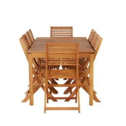 SAILA Ensemble De Jardin 1 Table Et 8 Chaises En Bois D'eucalyptus -Meubles Soldes Magasin ensemble de jardin 1 table 8 chaises bois eucalyptus saila 3