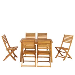 SOILI Ensemble De Jardin 1 Table Extensible Et 6 Chaises En Bois D'eucalyptus -Meubles Soldes Magasin ensemble de jardin 1 table extensible 6 chaises bois eucalyptus soili 2